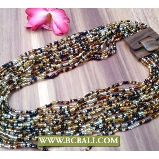 Bcbali Multi Strand Beaded Necklaces with Buckle Wood